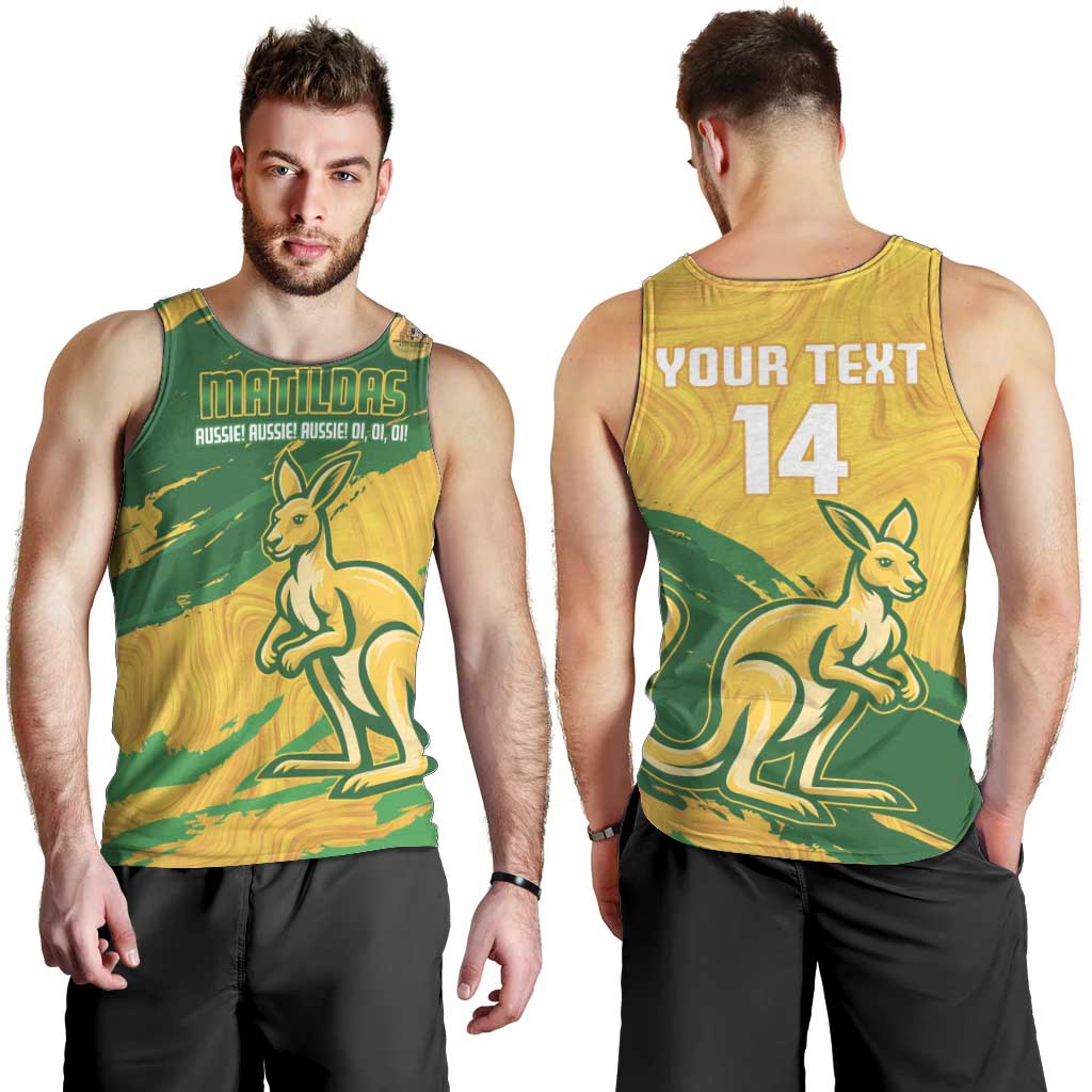 Custom Australia Soccer Men Tank Top 2025 Go Matildas Marble Grunge Style