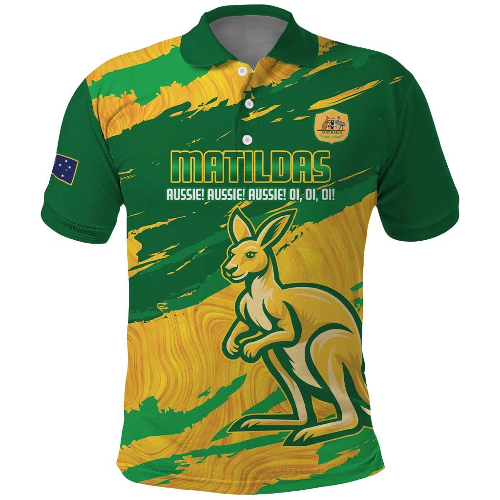 Custom Australia Soccer Polo Shirt 2025 Go Matildas Marble Grunge Style