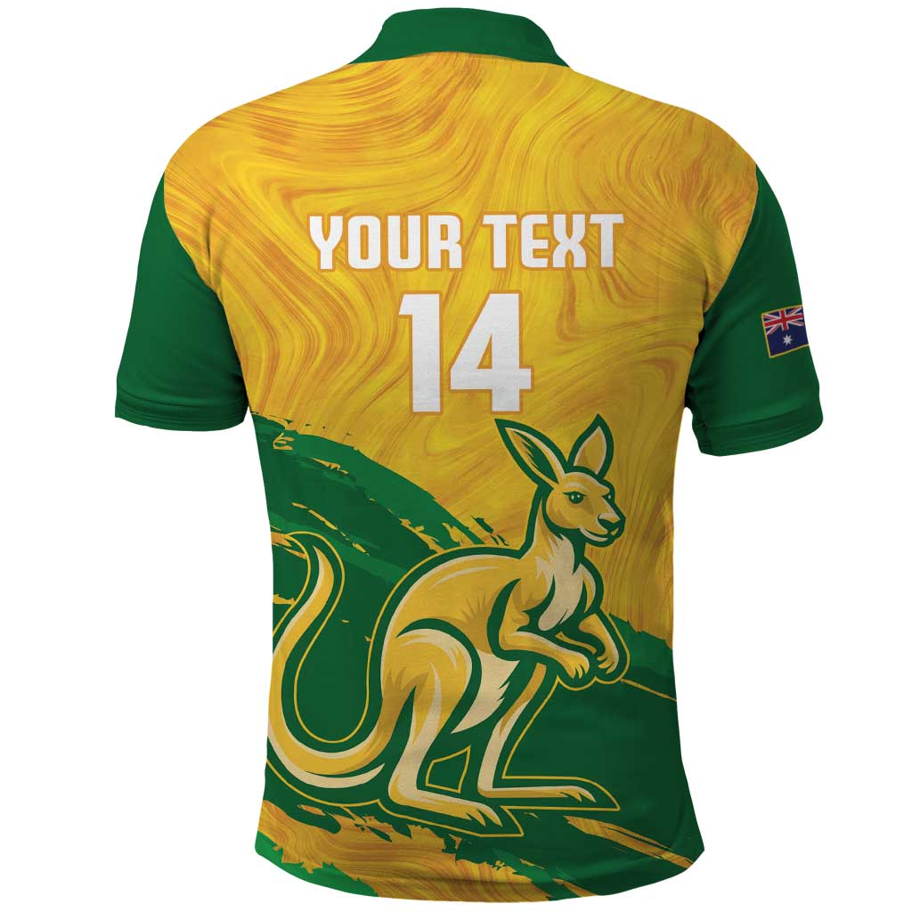 Custom Australia Soccer Polo Shirt 2025 Go Matildas Marble Grunge Style