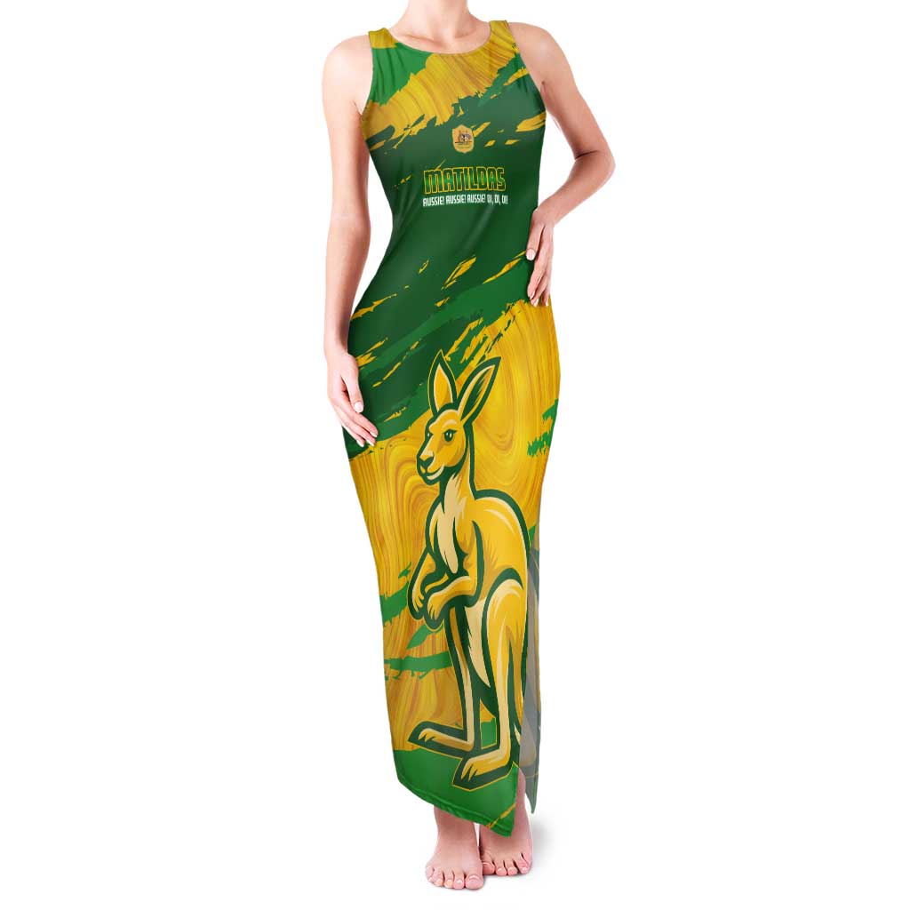 Custom Australia Soccer Tank Maxi Dress 2025 Go Matildas Marble Grunge Style