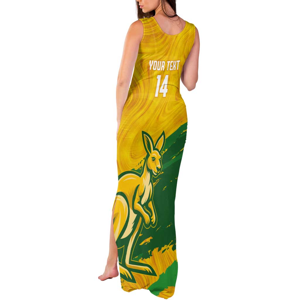 Custom Australia Soccer Tank Maxi Dress 2025 Go Matildas Marble Grunge Style