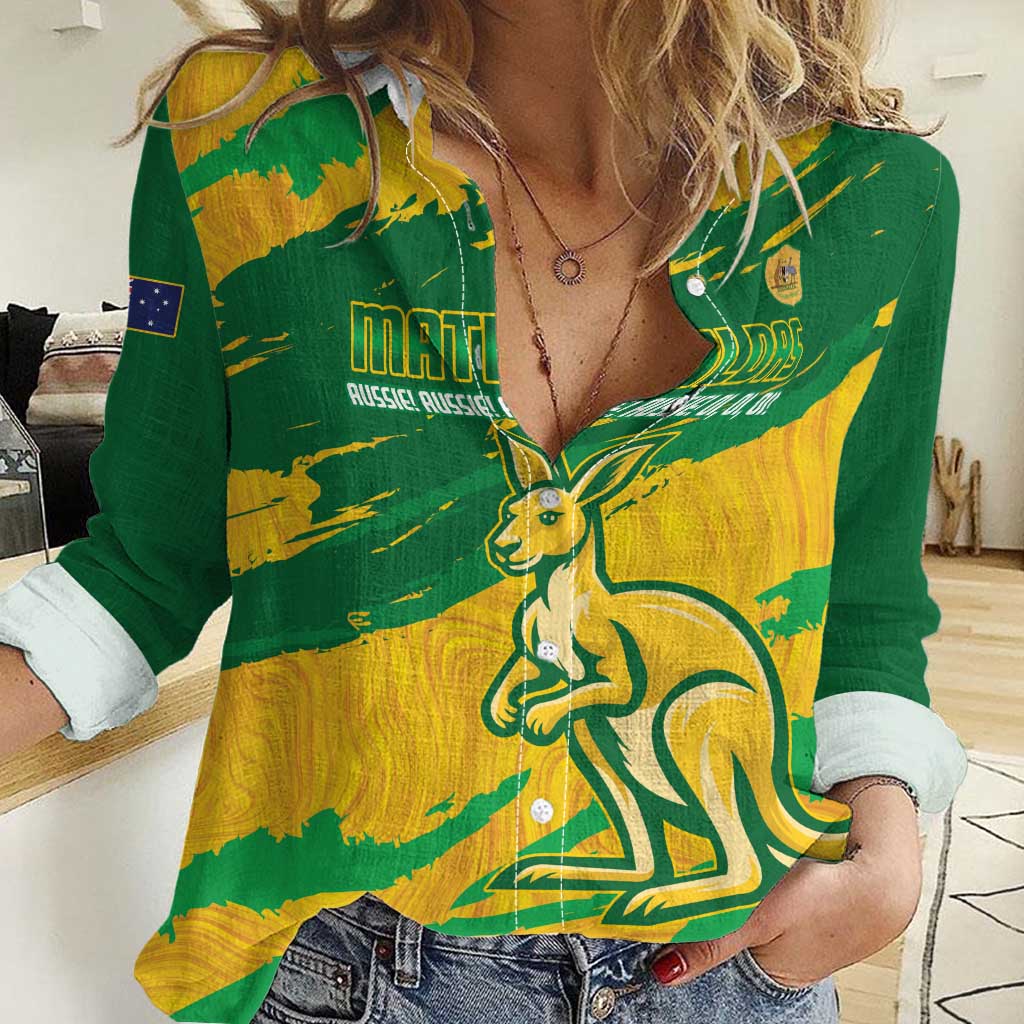 Custom Australia Soccer Women Casual Shirt 2025 Go Matildas Marble Grunge Style