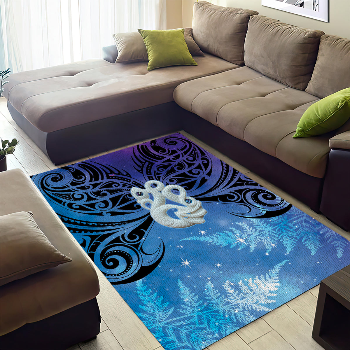 New Zealand Matariki Area Rug Aotearoa Maori New Year Manaia Galaxy Vibes