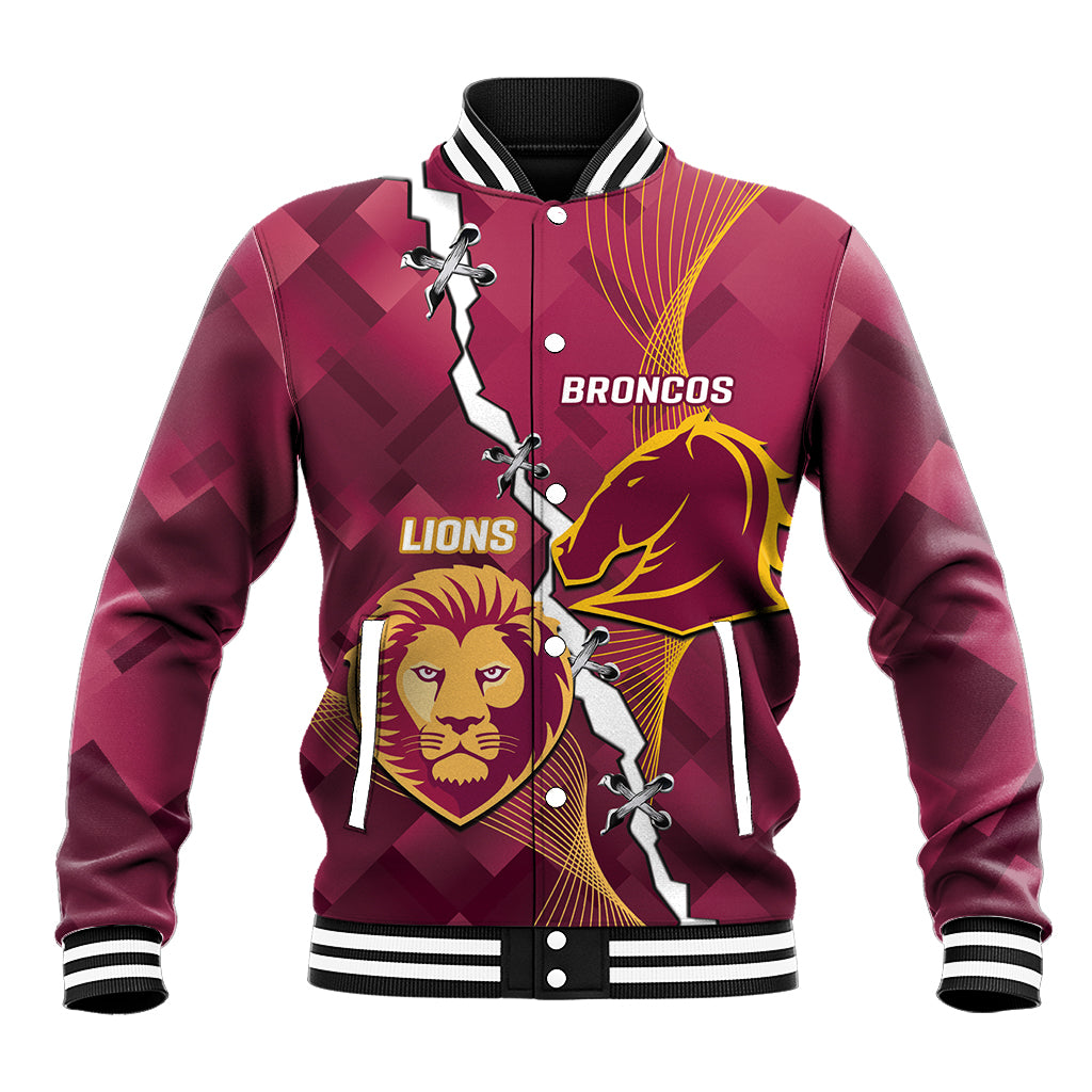 Personalised Lions Football And Broncos Rugby Baseball Jacket Sporty Version