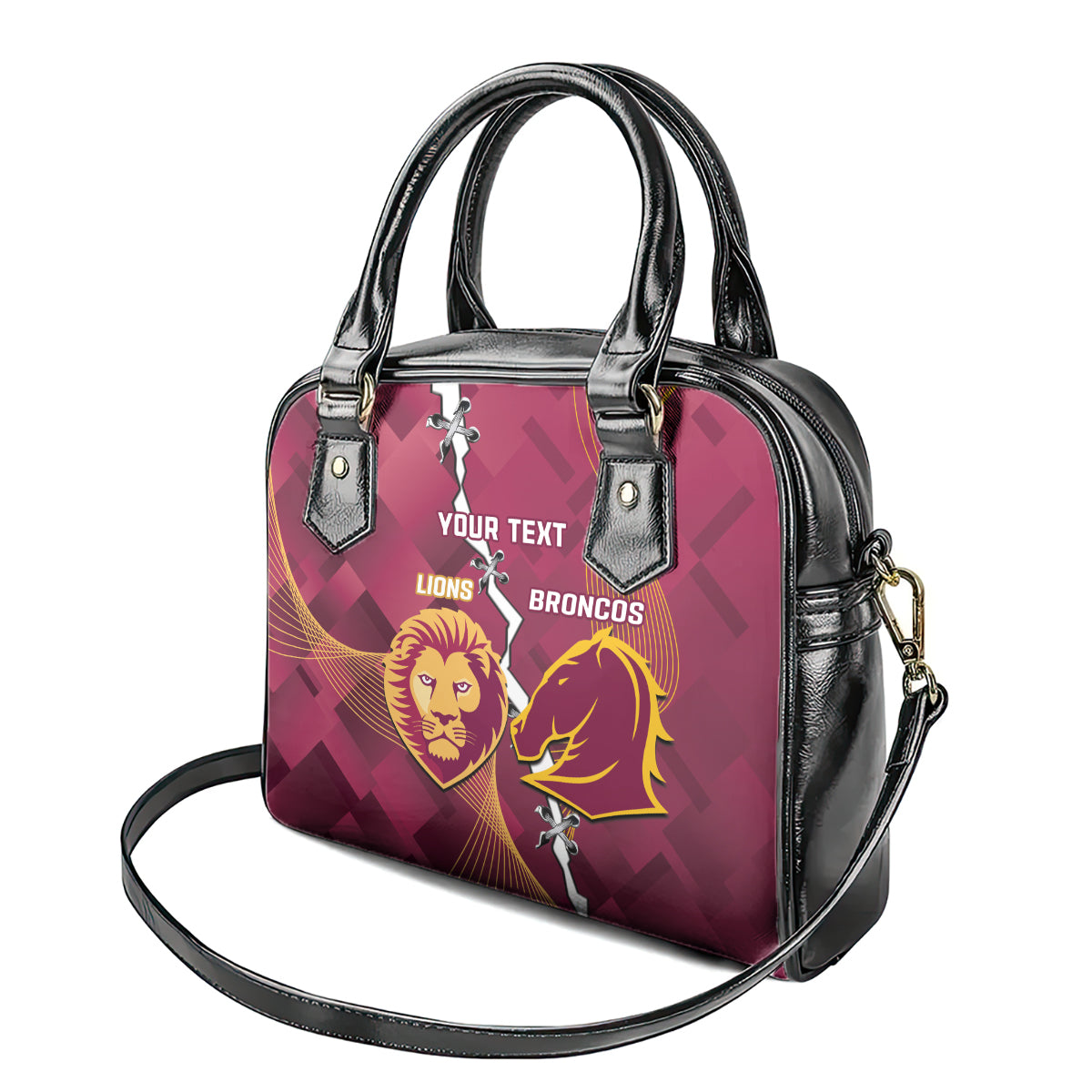 Personalised Lions Football And Broncos Rugby Shoulder Handbag Sporty Version