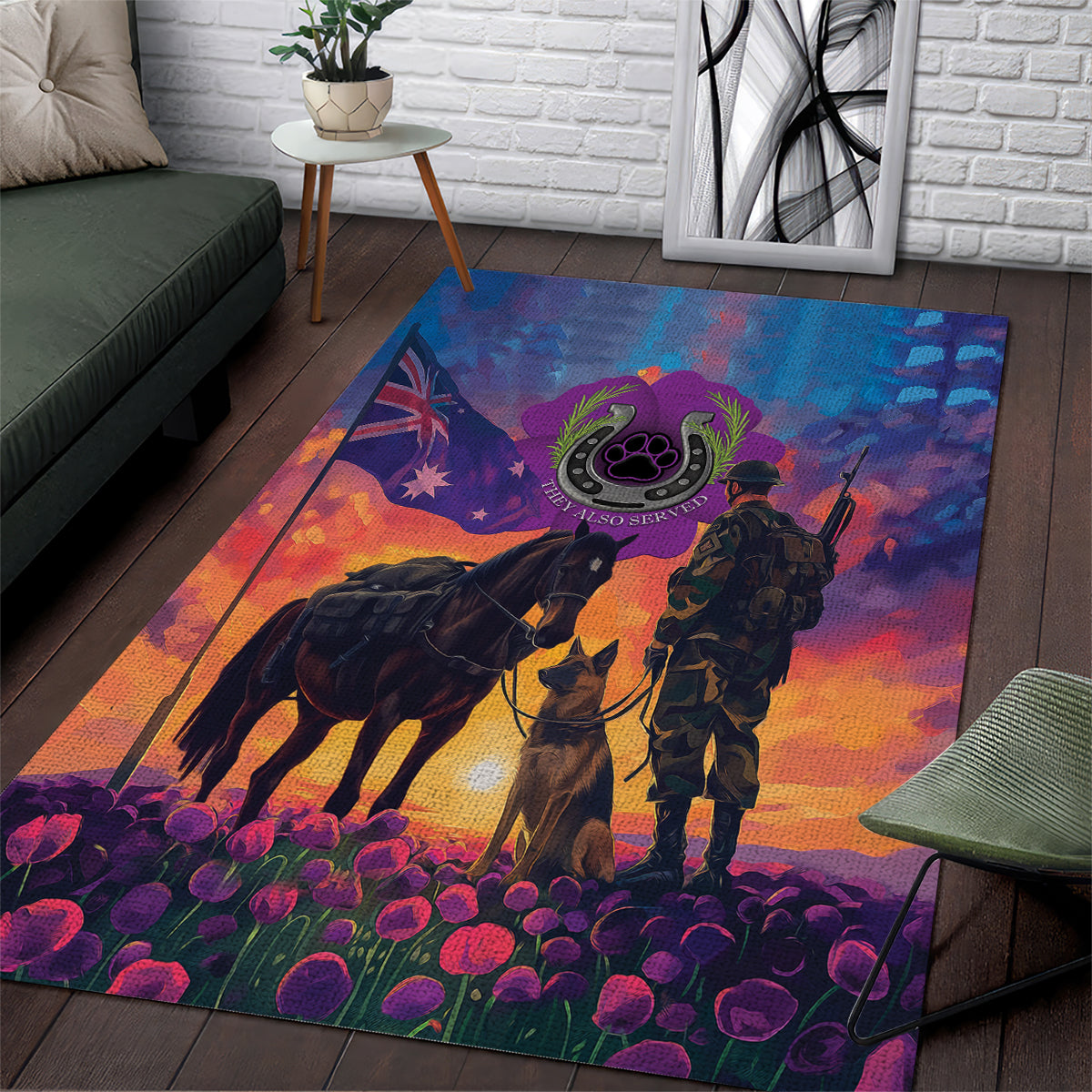 Australia Animals ANZAC Area Rug Dog And Horse Heroes Also Served