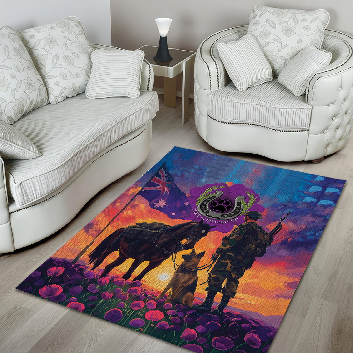 Australia Animals ANZAC Area Rug Dog And Horse Heroes Also Served