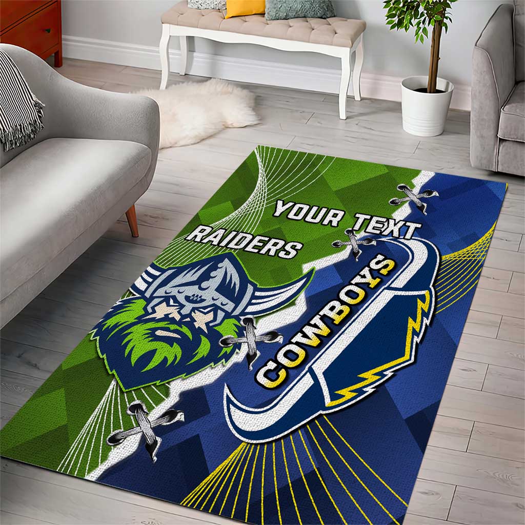 Personalised Cowboys And Raiders Rugby Area Rug Sporty Version