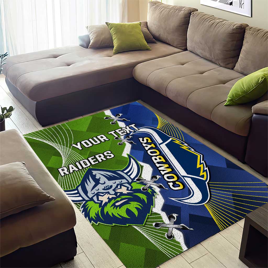 Personalised Cowboys And Raiders Rugby Area Rug Sporty Version