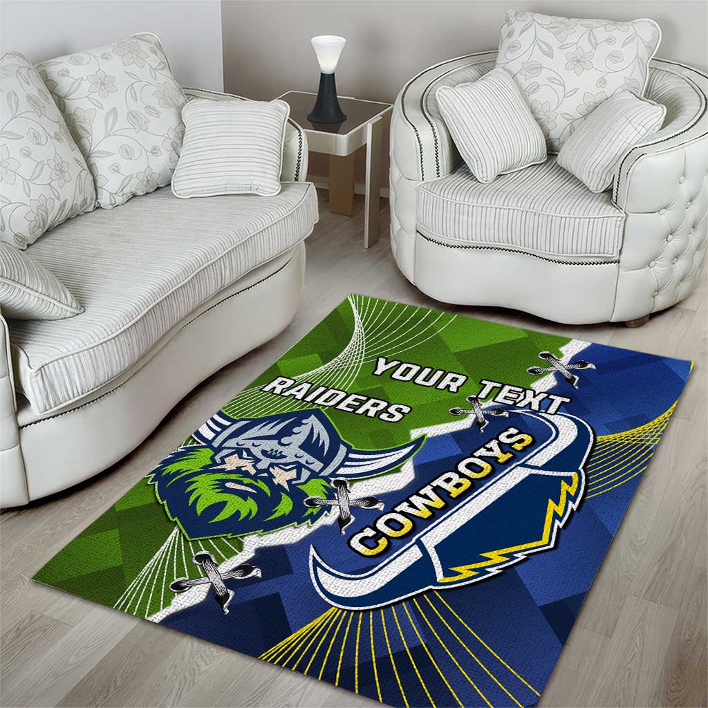 Personalised Cowboys And Raiders Rugby Area Rug Sporty Version