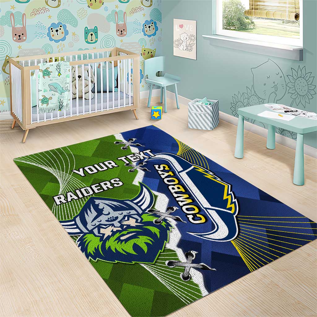 Personalised Cowboys And Raiders Rugby Area Rug Sporty Version