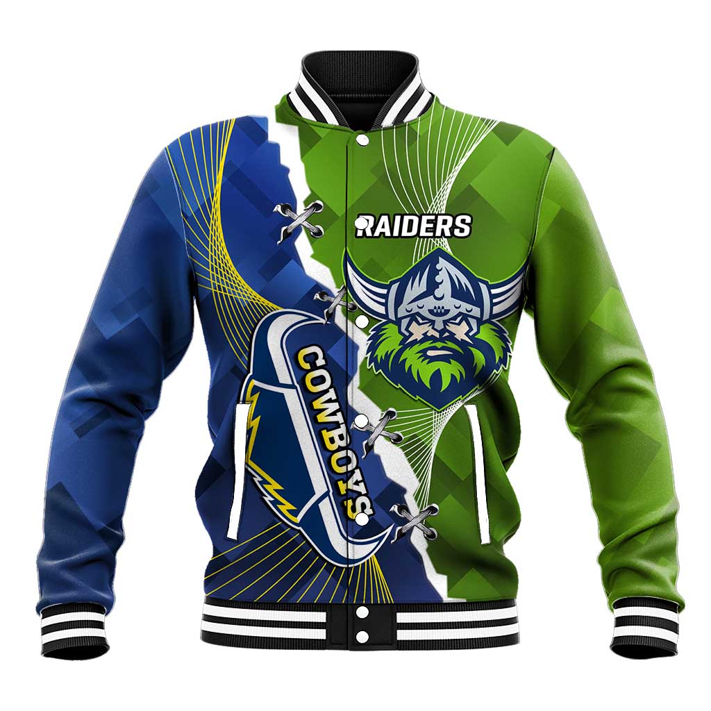 Personalised Cowboys And Raiders Rugby Baseball Jacket Sporty Version