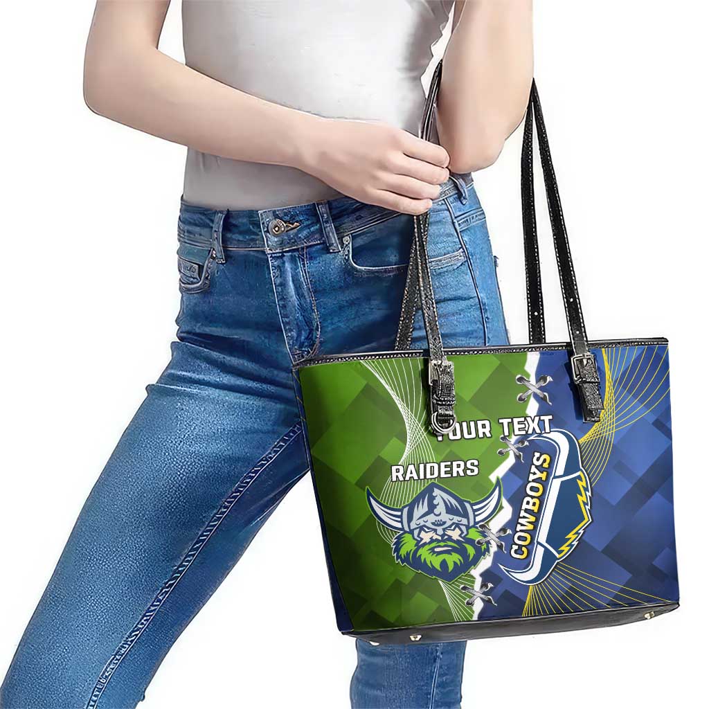 Personalised Cowboys And Raiders Rugby Leather Tote Bag Sporty Version