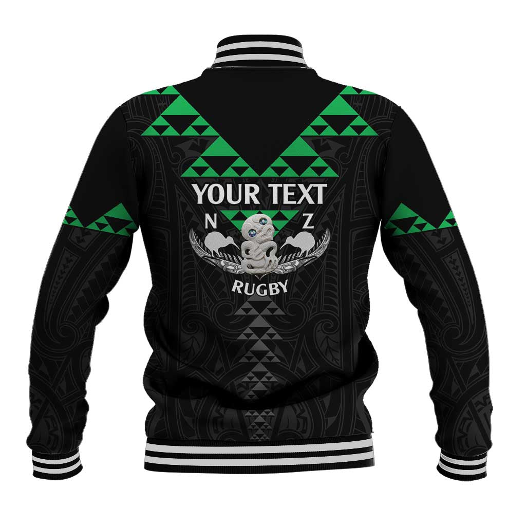 Personalised Aotearoa Rugby Baseball Jacket New Zealand Maori Kete Matauranga Pattern