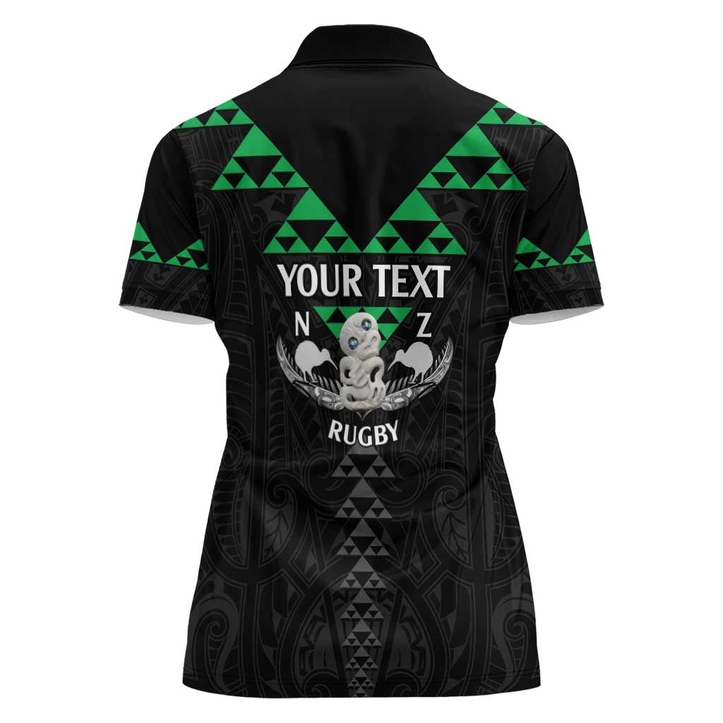 Personalised Aotearoa Rugby Women Polo Shirt New Zealand Maori Kete Matauranga Pattern