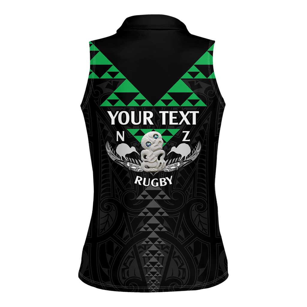 Personalised Aotearoa Rugby Women Sleeveless Polo Shirt New Zealand Maori Kete Matauranga Pattern