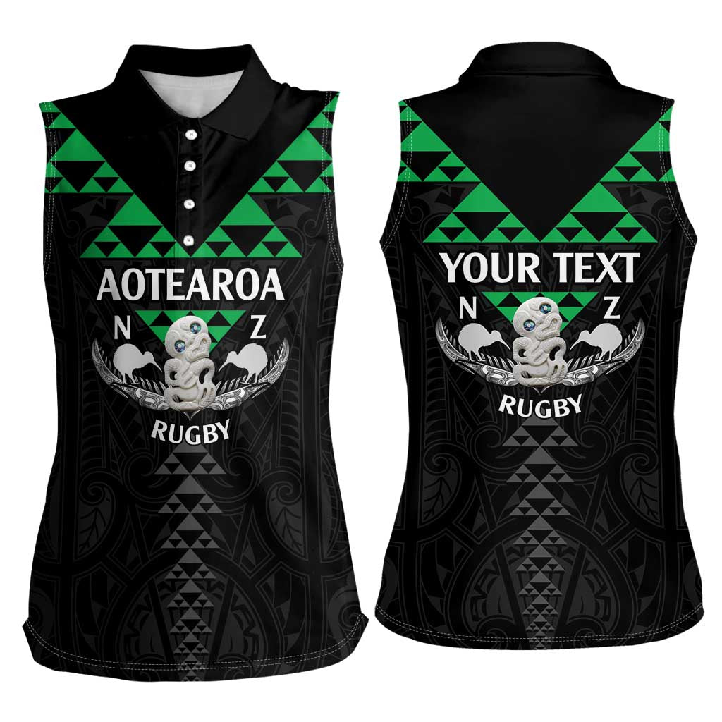 Personalised Aotearoa Rugby Women Sleeveless Polo Shirt New Zealand Maori Kete Matauranga Pattern