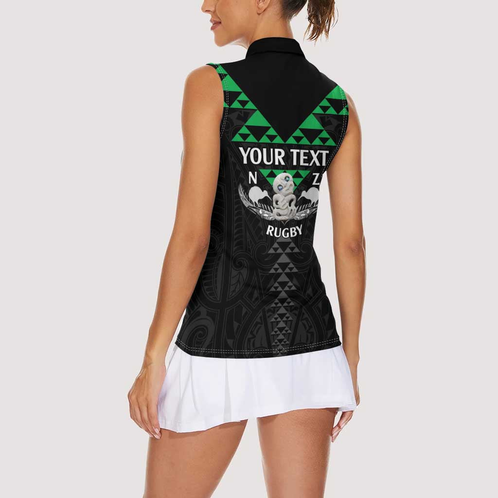 Personalised Aotearoa Rugby Women Sleeveless Polo Shirt New Zealand Maori Kete Matauranga Pattern