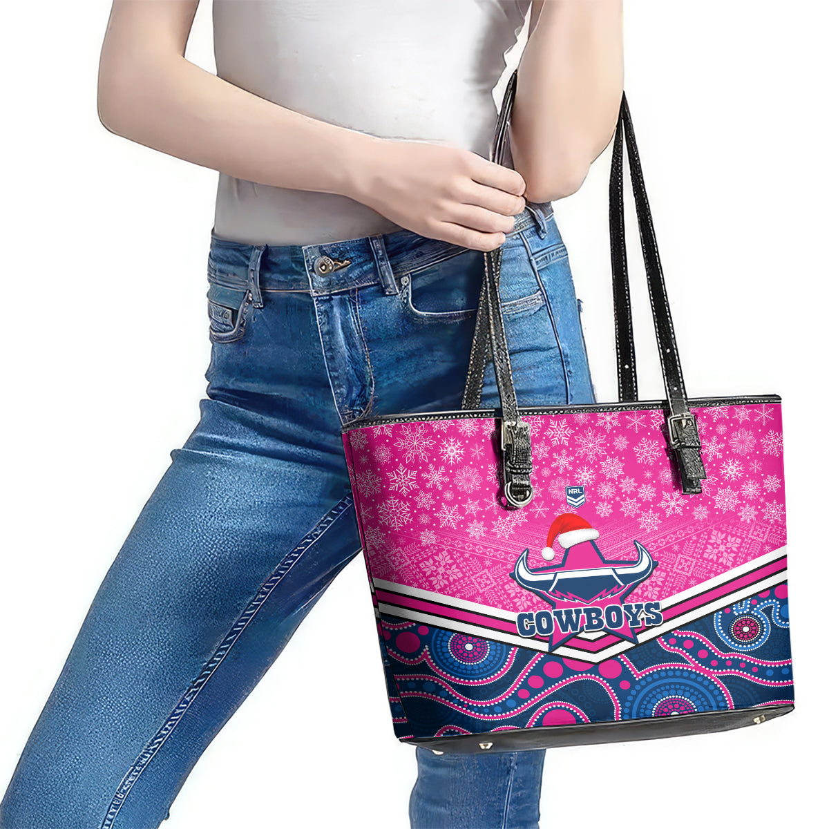 custom-cowboys-rugby-christmas-leather-tote-bag-merry-xmas-2023-mix-aboriginal-art-pink-version