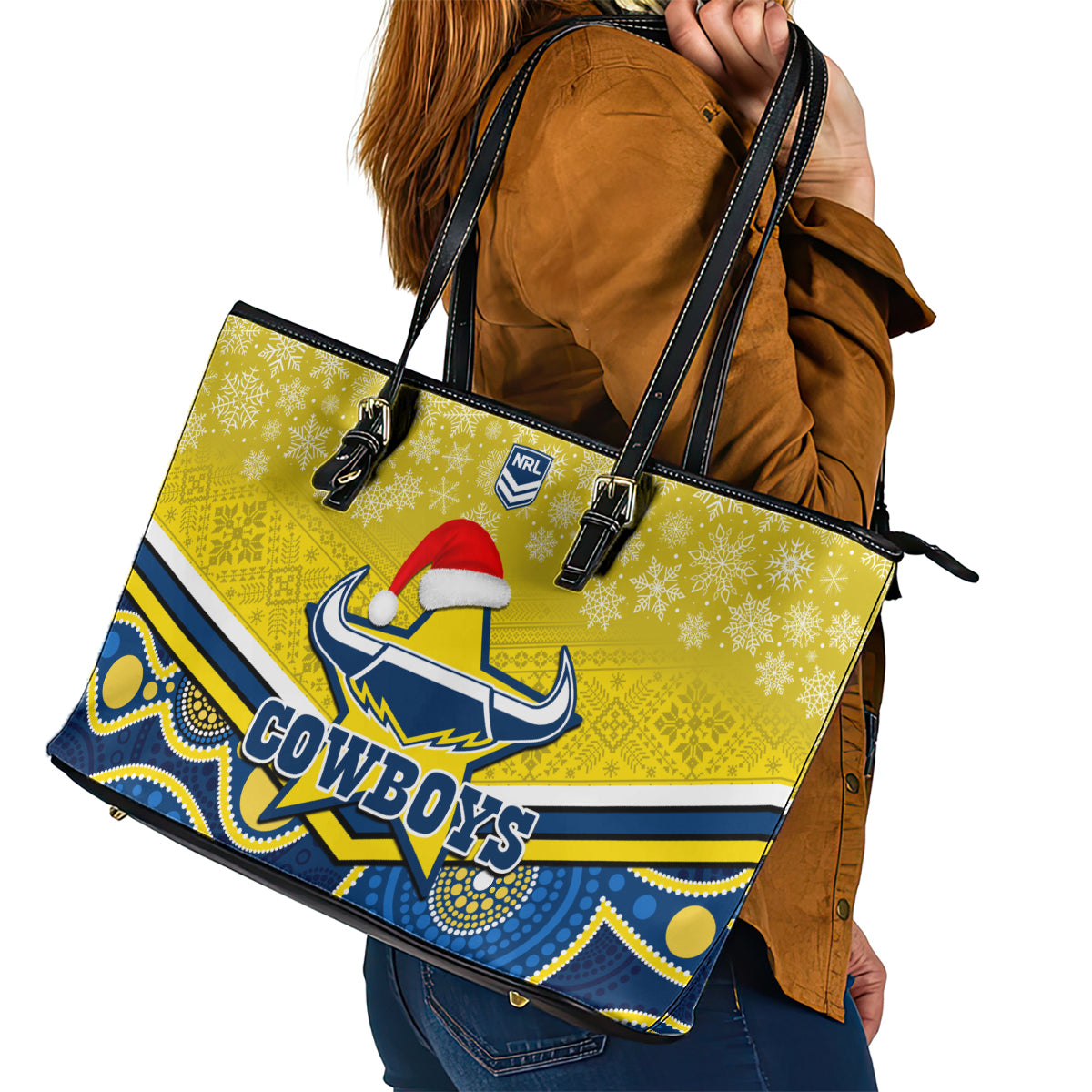 custom-cowboys-rugby-christmas-leather-tote-bag-merry-xmas-2023-mix-aboriginal-art-blue-version