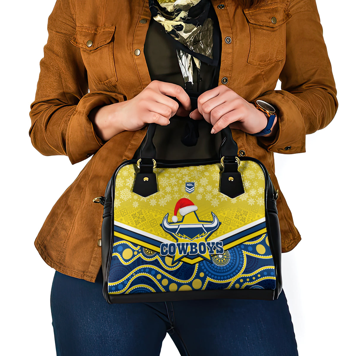 custom-cowboys-rugby-christmas-shoulder-handbag-merry-xmas-2023-mix-aboriginal-art-blue-version