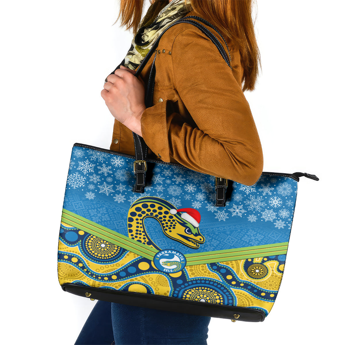 custom-parramatta-eels-rugby-christmas-leather-tote-bag-merry-xmas-2023-mix-aboriginal-art