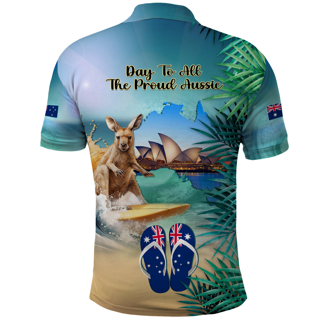 Australia Day 2024 Polo Shirt Kangaroo Go Surfing Aussie Map Tropical Style