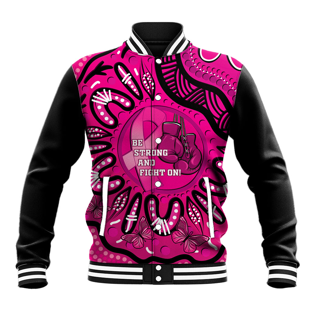 Personalised Australia Breast Cancer Baseball Jacket Pink Boxing Ribbon Be Strong And Fight On