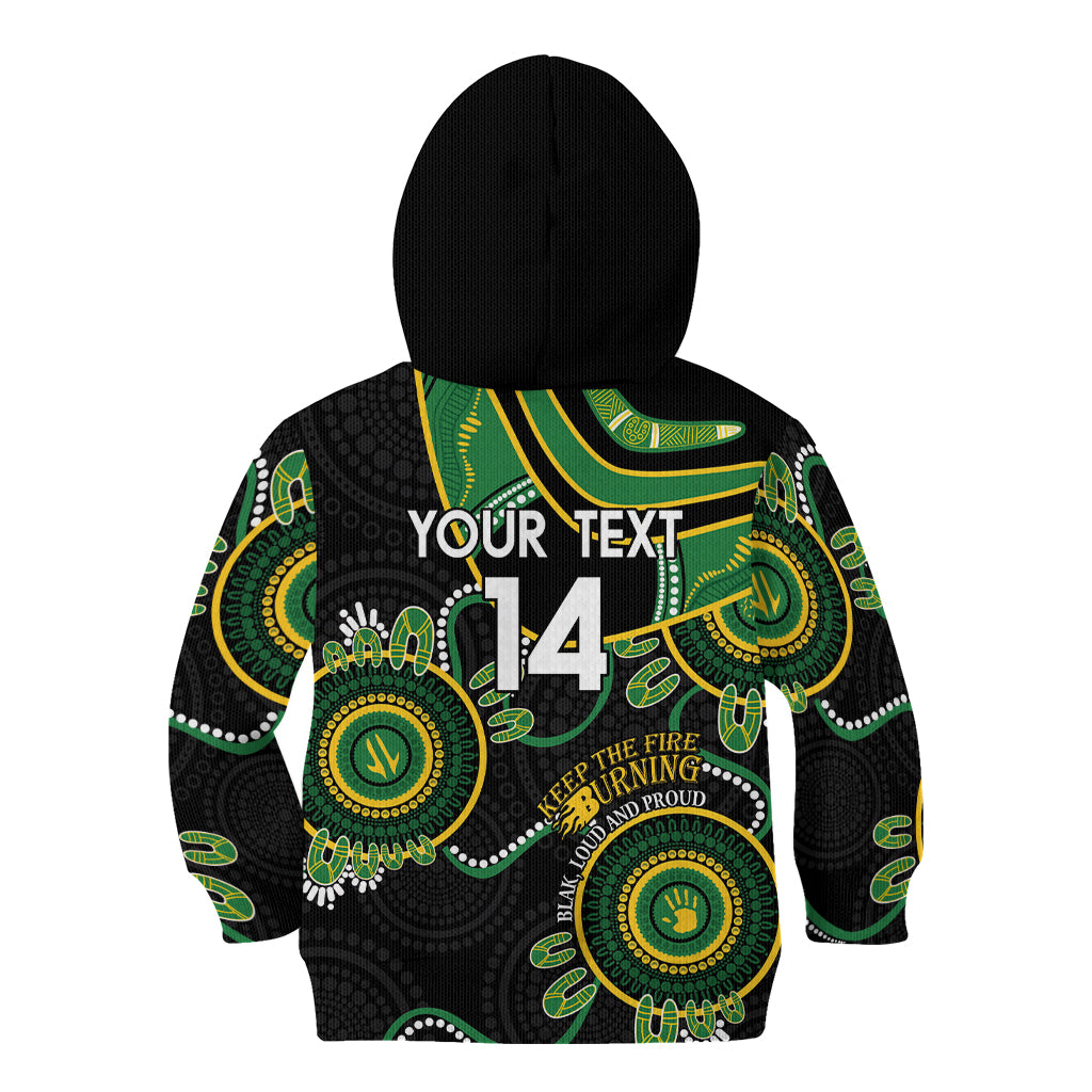 Custom Matildas NAIDOC Week Kid Hoodie Australia Kangaroo Keep The Fire Burning - Black