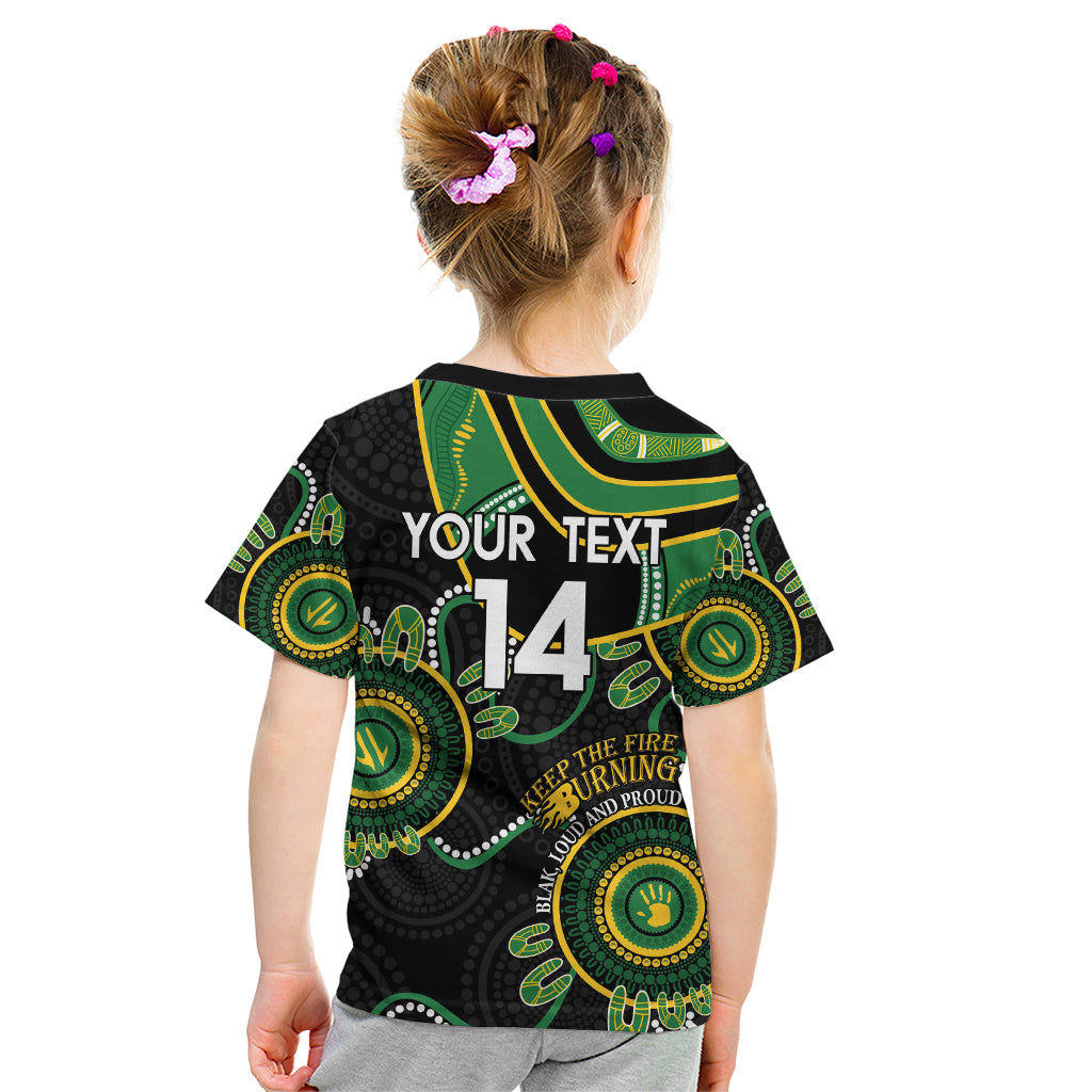 Custom Matildas NAIDOC Week Kid T Shirt Australia Kangaroo Keep The Fire Burning - Black