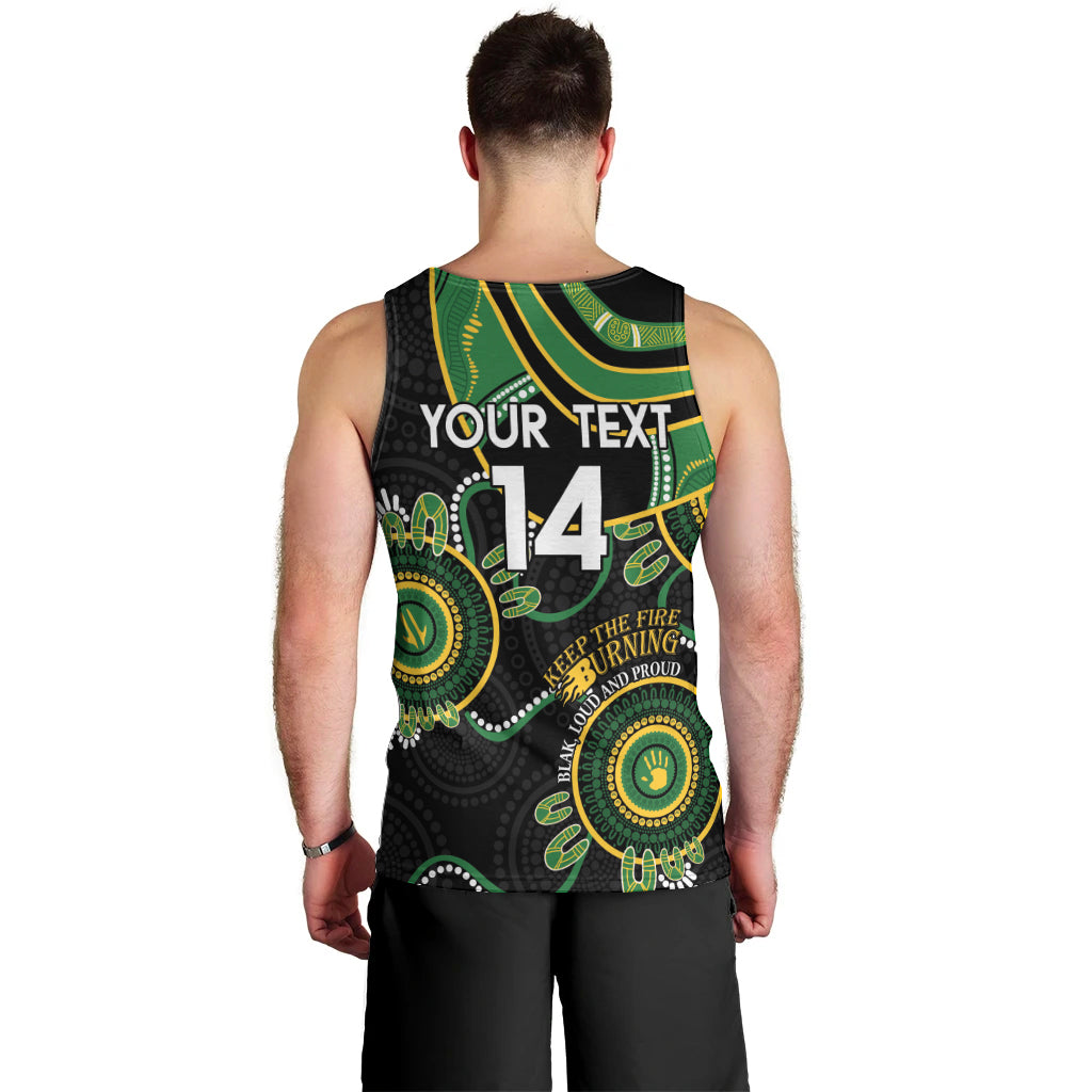 Custom Matildas NAIDOC Week Men Tank Top Australia Kangaroo Keep The Fire Burning - Black