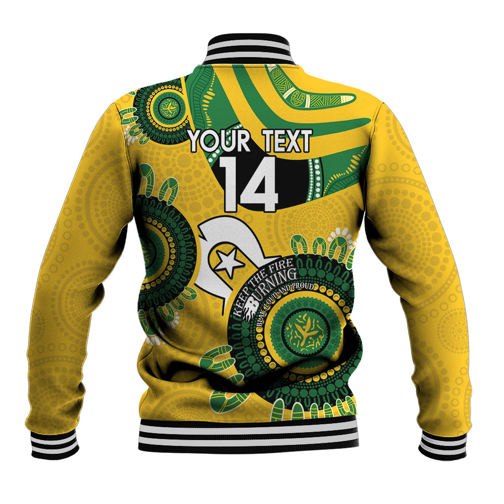 Custom Matildas NAIDOC Week Baseball Jacket Australia Kangaroo Keep The Fire Burning - Yellow