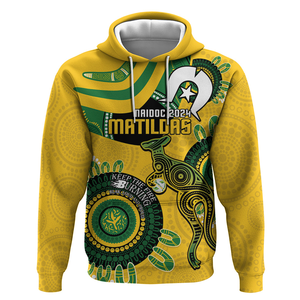 Custom Matildas NAIDOC Week Hoodie Australia Kangaroo Keep The Fire Burning - Yellow