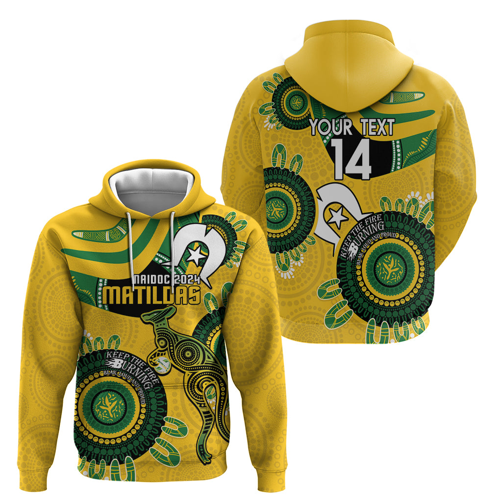 Custom Matildas NAIDOC Week Hoodie Australia Kangaroo Keep The Fire Burning - Yellow