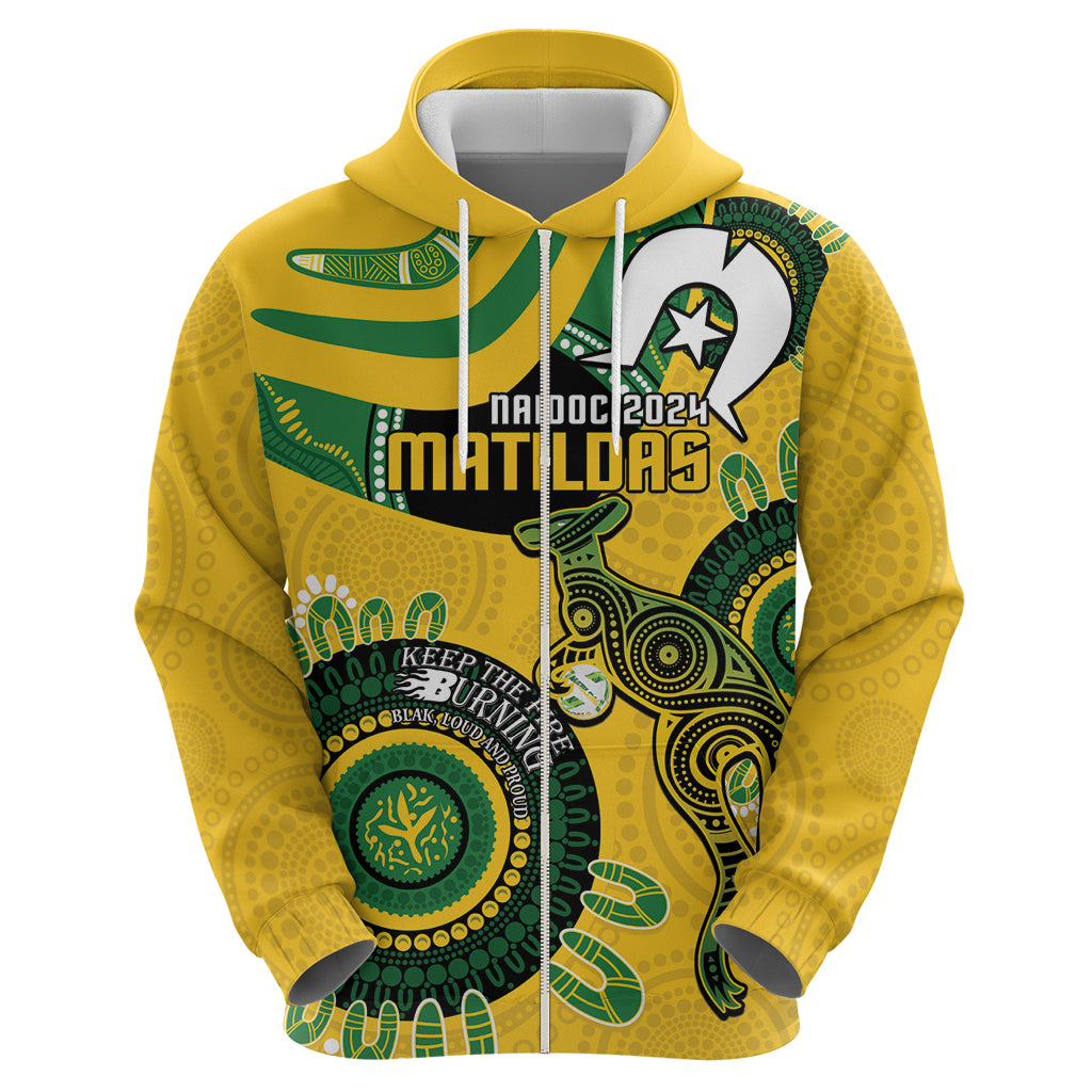 Custom Matildas NAIDOC Week Hoodie Australia Kangaroo Keep The Fire Burning - Yellow