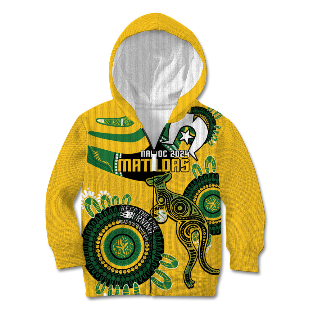 Custom Matildas NAIDOC Week Kid Hoodie Australia Kangaroo Keep The Fire Burning - Yellow