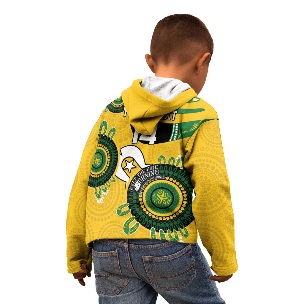 Custom Matildas NAIDOC Week Kid Hoodie Australia Kangaroo Keep The Fire Burning - Yellow