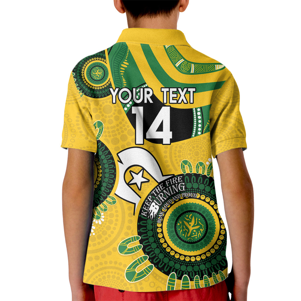 Custom Matildas NAIDOC Week Kid Polo Shirt Australia Kangaroo Keep The Fire Burning - Yellow