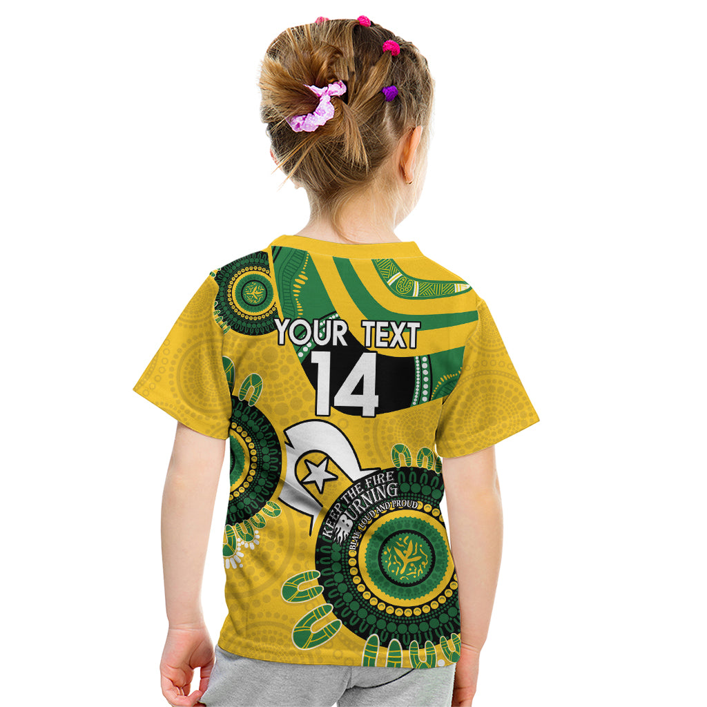 Custom Matildas NAIDOC Week Kid T Shirt Australia Kangaroo Keep The Fire Burning - Yellow