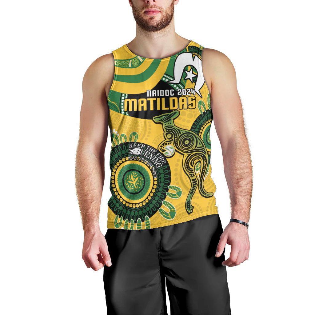 Custom Matildas NAIDOC Week Men Tank Top Australia Kangaroo Keep The Fire Burning - Yellow