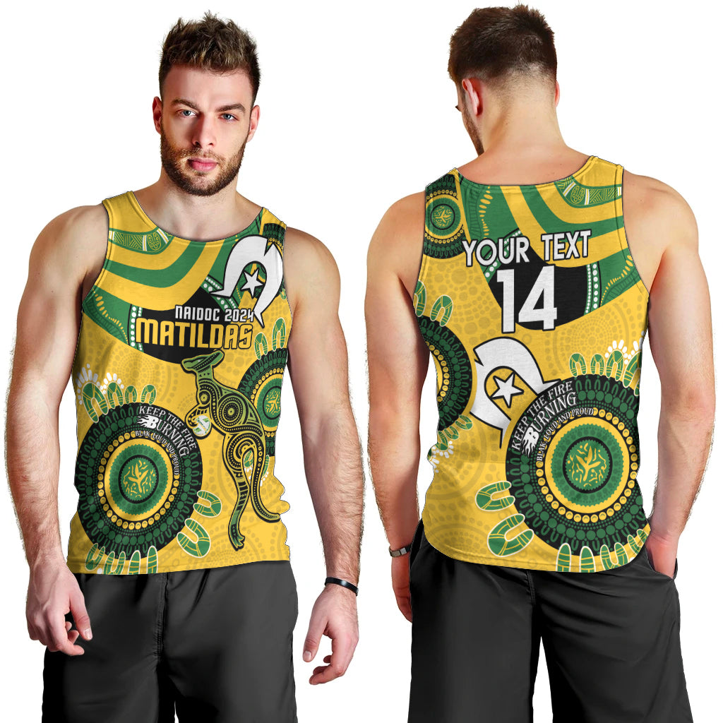 Custom Matildas NAIDOC Week Men Tank Top Australia Kangaroo Keep The Fire Burning - Yellow