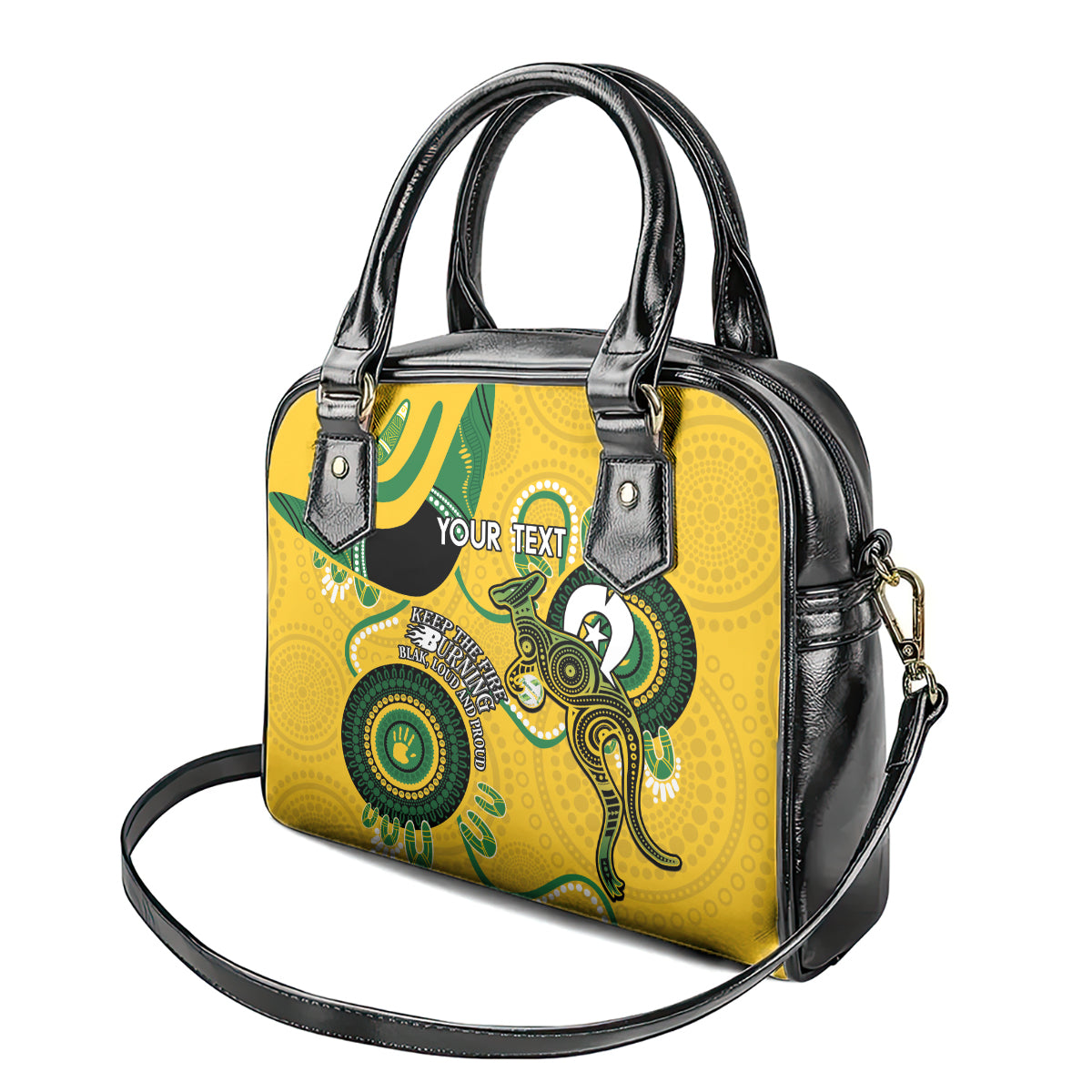 Custom Matildas NAIDOC Week Shoulder Handbag Australia Kangaroo Keep The Fire Burning - Yellow