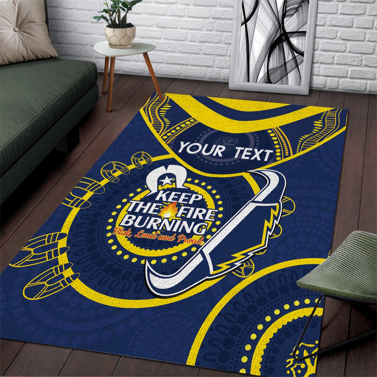 Custom NRL Cowboys NAIDOC Week Area Rug Keep The Fire Burning Indigenous Art