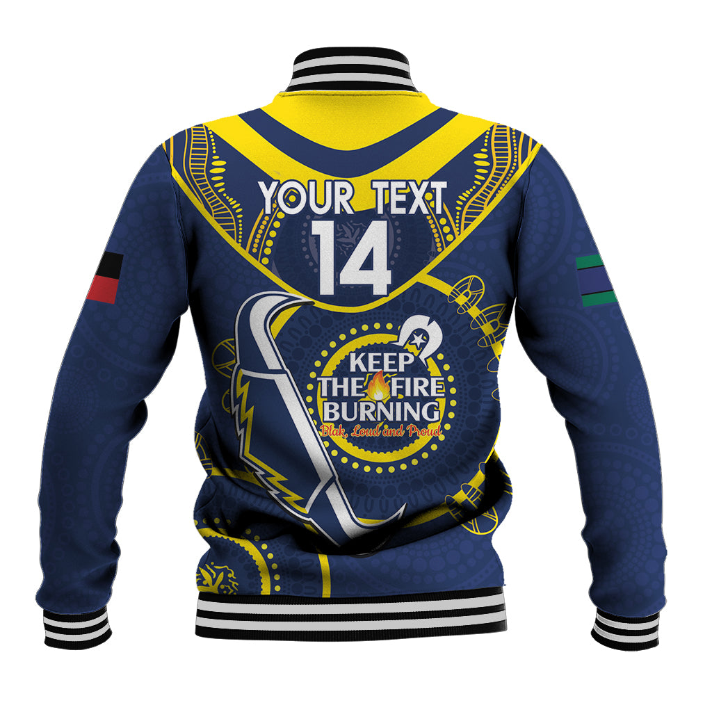 Custom NRL Cowboys NAIDOC Week Baseball Jacket Keep The Fire Burning Indigenous Art