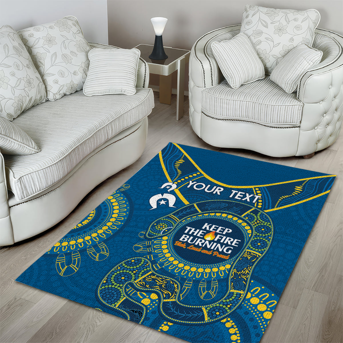 Custom NRL Eels NAIDOC Week Area Rug Keep The Fire Burning Indigenous Art