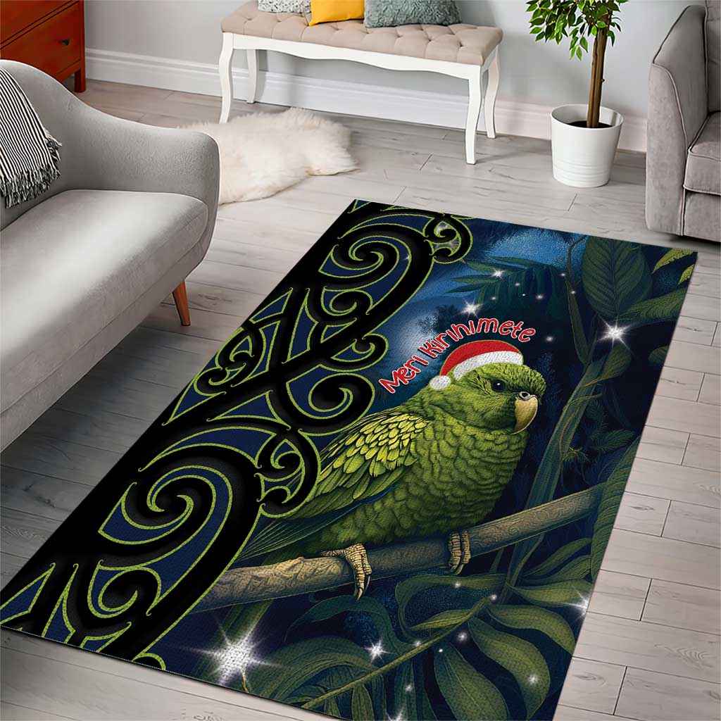 New Zealand Christmas Area Rug Cute Kakapo Meri Kirihimete Maori Koru