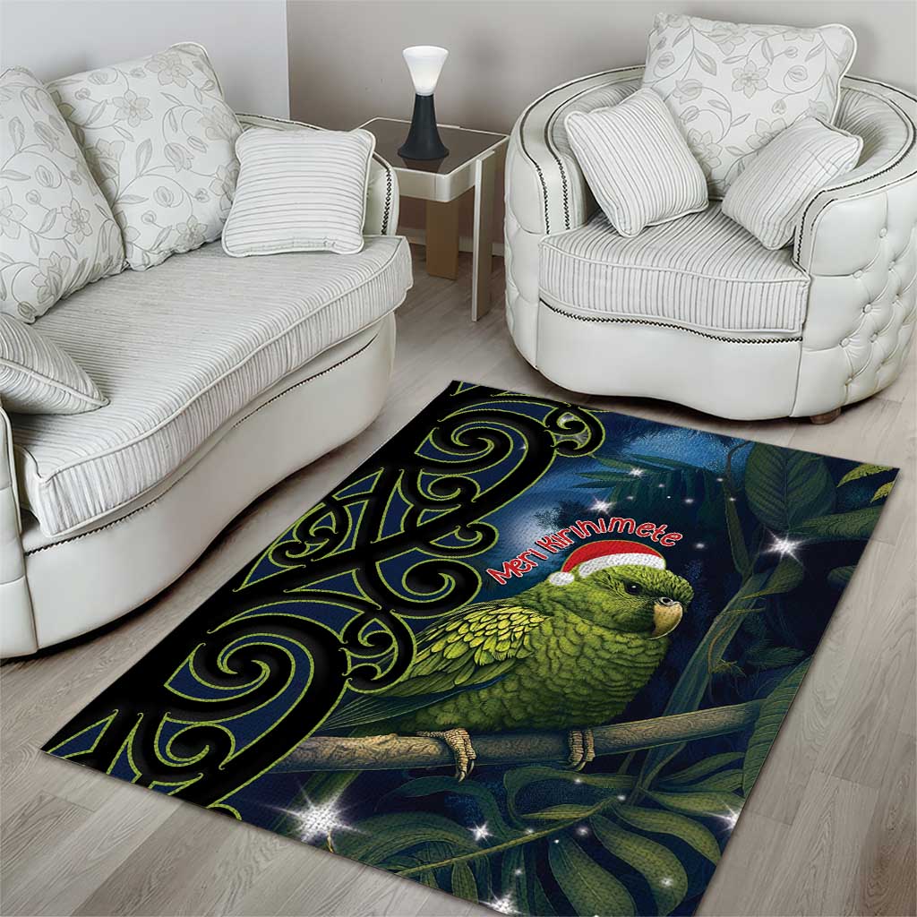 New Zealand Christmas Area Rug Cute Kakapo Meri Kirihimete Maori Koru