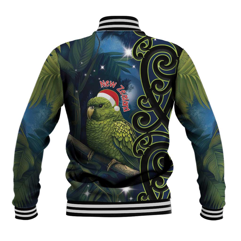 New Zealand Christmas Baseball Jacket Cute Kakapo Meri Kirihimete Maori Koru