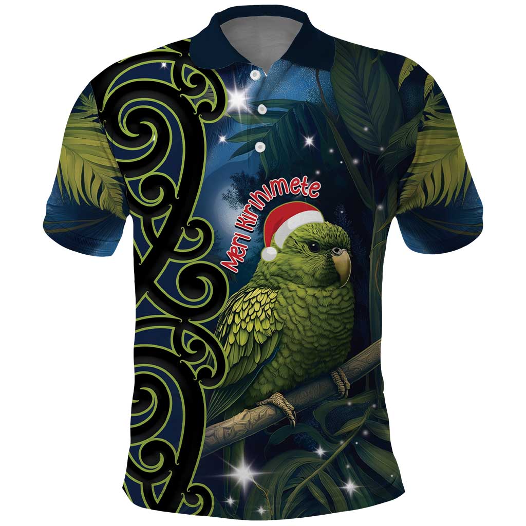 New Zealand Christmas Polo Shirt Cute Kakapo Meri Kirihimete Maori Koru