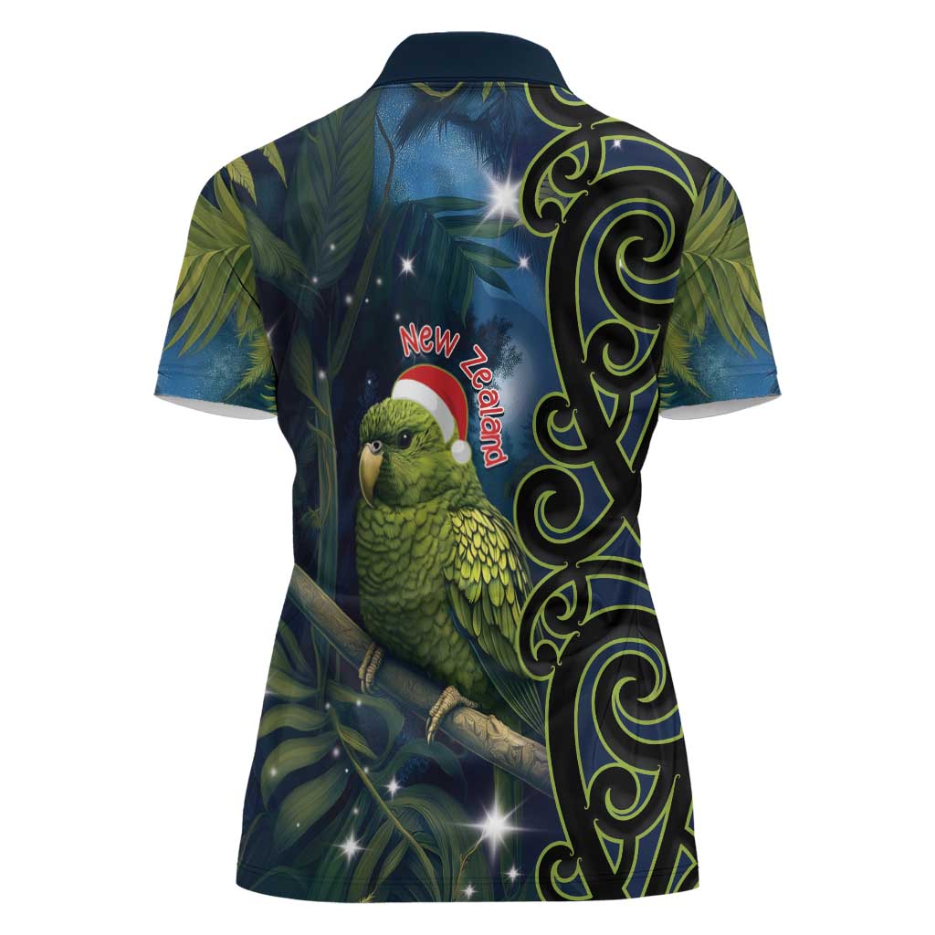 New Zealand Christmas Women Polo Shirt Cute Kakapo Meri Kirihimete Maori Koru